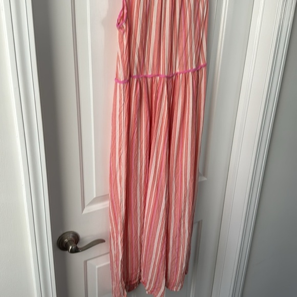 Anthropologie Lounge wide leg Romper Size Medium stripe pink and orange - Picture 9 of 9